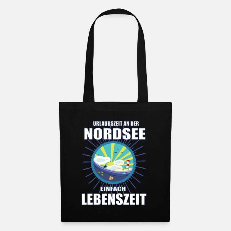 Urlaubszeit an der Nordsee, einfach Lebenszeit - Stoffbeutel - Schwarz