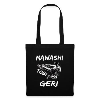 Mawashi Tobi Geri, der Karate Kick im Sprung - Stoffbeutel - Schwarz - Vorne