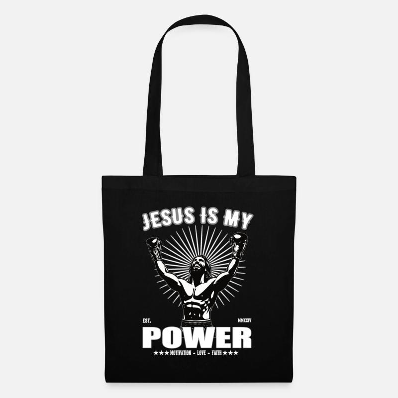 Jesus is my Power - Boxing Design - Stoffbeutel - Schwarz