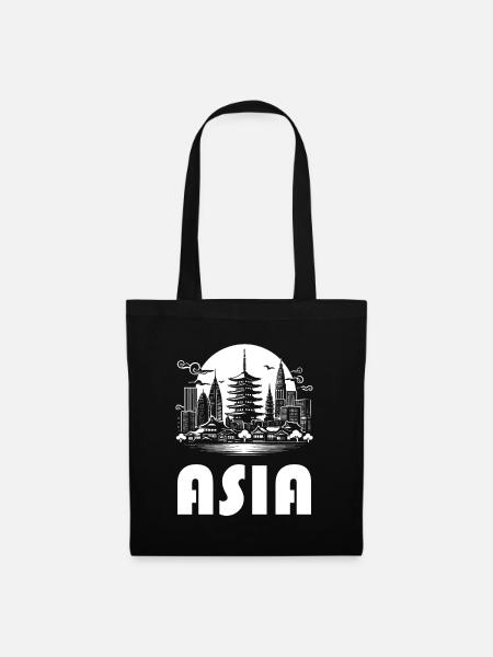 Asia –Journey Through the Skyline - Asien Design - Stoffbeutel - Schwarz