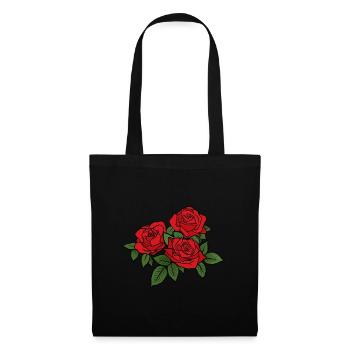Roses rouges - Sac en tissu - noir - Devant