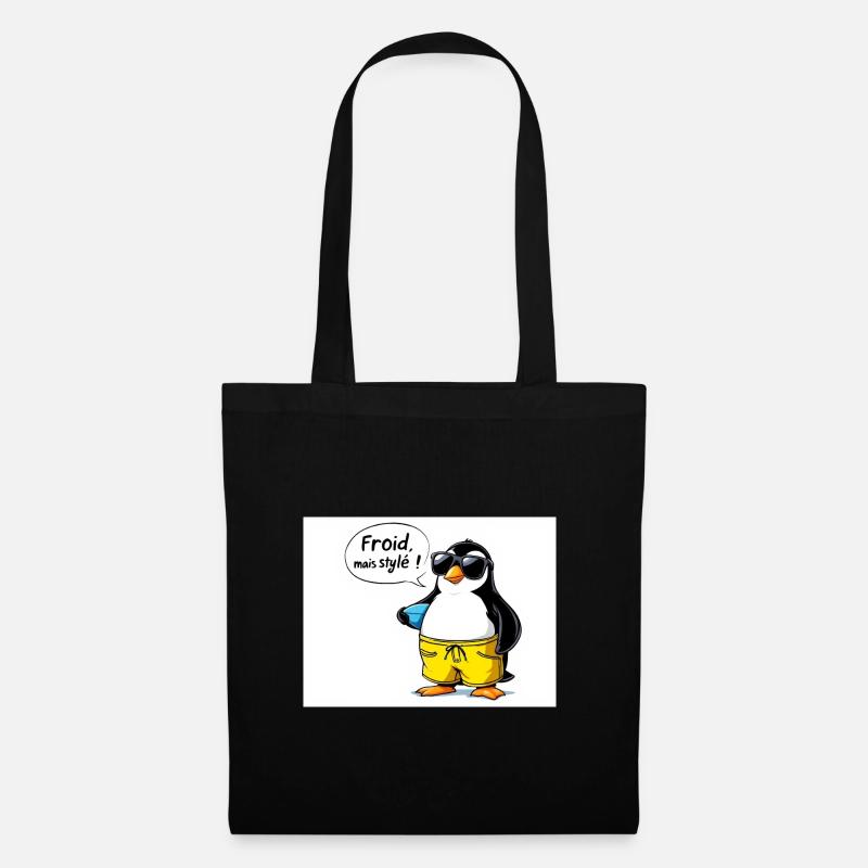 Stylische Pinguin Hülle mit Brille - Stoffbeutel - Schwarz