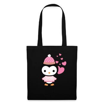 Sweet penguin with heart celebrates love - Tote Bag - black - Front
