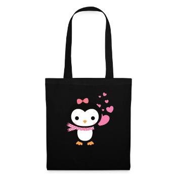 Sweet penguin with heart celebrates love - Tote Bag - black - Front