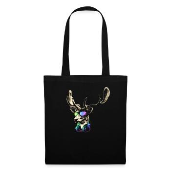 Deer DJ Brown Cool and Funny Music Animal With - Tote Bag - black - Front