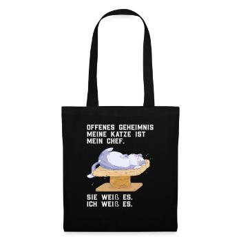 Meine Katze ist mein Chef. Offenes Geheimnis - Stoffbeutel - Schwarz - Vorne