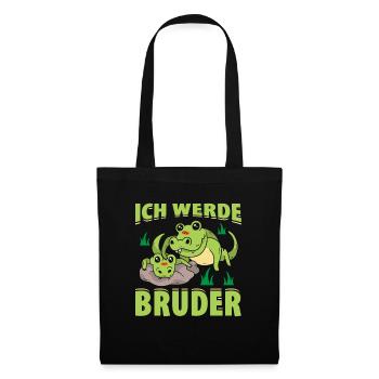 Ich Werde Bruder Krokodil Geschenk - Stoffbeutel - Schwarz - Vorne