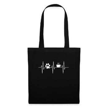 Dog Heartbeat Coffee Dog Owner Dog Paw - Tote Bag - black - Front