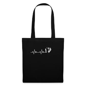 Poisson Café Pêche Pêcheur Battement de cœur - Sac en tissu - noir - Devant