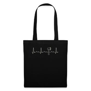 Hacha. Corazón. Amor. Ekg. Legumbres. Derrotar. - Sac en tissu - noir - Devant