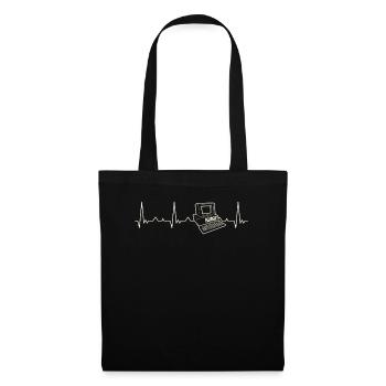 Computer Retro. Heart. Love. EKG. Pulse. Beat. - Tote Bag - black - Front
