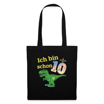 Geburtstag 10 Jahre Dino - Stoffbeutel - Schwarz - Vorne