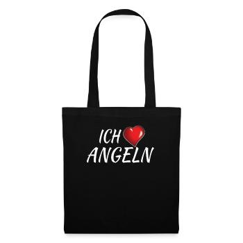 Angler Geschenkidee Hobby Angeln - Stoffbeutel - Schwarz - Vorne
