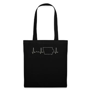 Iowa State USA. Heart. Love. EKG. Pulse. Beat. - Tote Bag - black - Front