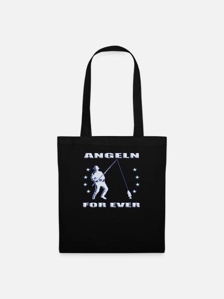 Angler Geschenkidee Hobby Angeln - Stoffbeutel - Schwarz