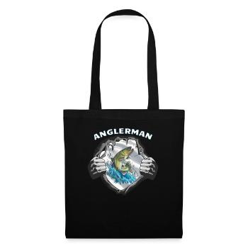 Angler Geschenkidee Hobby Angeln - Stoffbeutel - Schwarz - Vorne