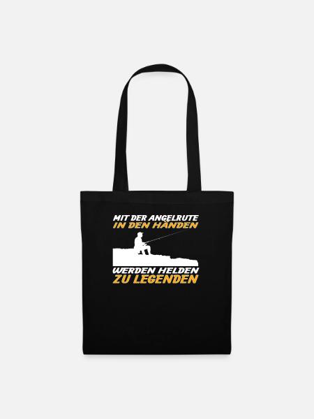 Angler Geschenkidee Hobby Angeln - Stoffbeutel - Schwarz