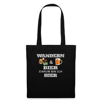 Wandern Zubehör Wanderer Motiv - Stoffbeutel - Schwarz - Vorne