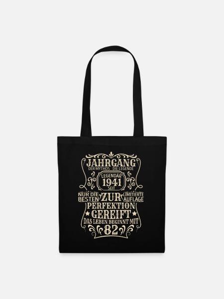 Geburtstagsgeschenk Geboren 1941 82 Jahre - Stoffbeutel - Schwarz