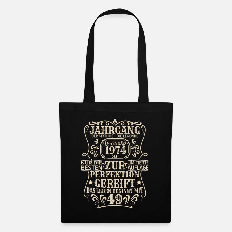 Geburtstagsgeschenk Geboren 1974 49 Jahre - Stoffbeutel - Schwarz