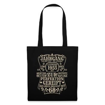 Geburtstagsgeschenk Geboren 1955 68 Jahre - Stoffbeutel - Schwarz - Vorne