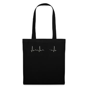Truck Big. Heart. Love. EKG. Pulse. Beat. - Tote Bag - black - Front