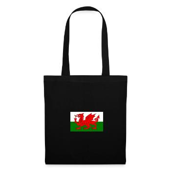 Wales Flagge - Stoffbeutel - Schwarz - Vorne