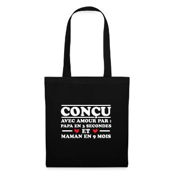 Conçu avec amour par papa et maman en 9 mois - Sac en tissu - noir - Devant