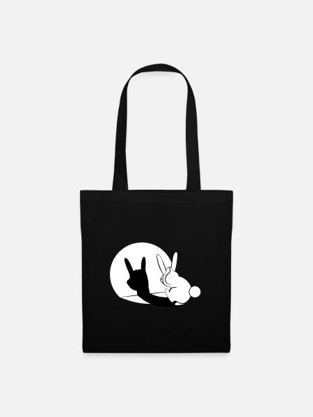 Bunny Horn Gesture Shadow - Stoffbeutel - Schwarz