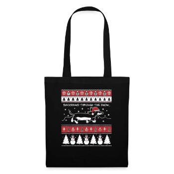 Teckel de Noël moche à travers la neige - Sac en tissu - noir - Devant