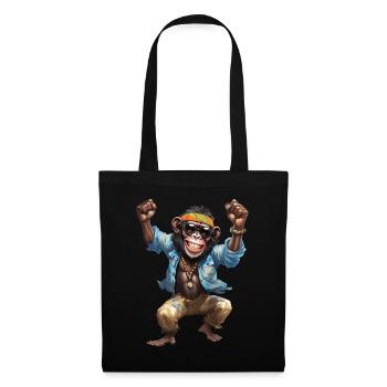 singe chimpanzé hippie fou avec des lunettes de soleil - Sac en tissu - noir - Devant