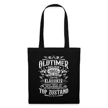 Oldtimer Baujahr 1965 Jahrgang Geburtstag Geschenk - Stoffbeutel - Schwarz - Vorne