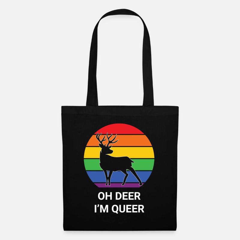 Oh Deer I'm queer | Pride Merch | LGBT - Stoffbeutel - Schwarz