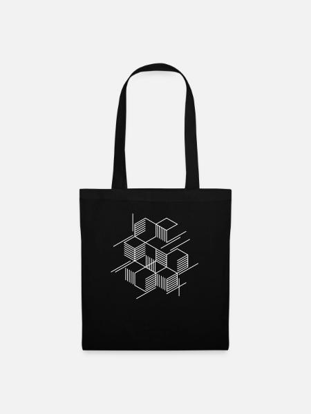 Geometrische Quadrate Design - Stoffbeutel - Schwarz