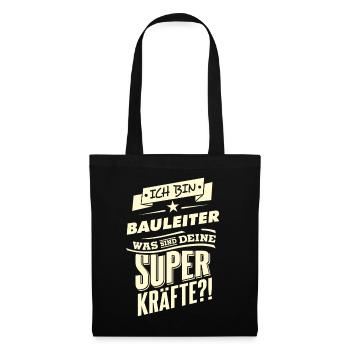 Superkräfte Bauleiter RAHMENLOS Geschenk - Stoffbeutel - Schwarz - Vorne