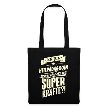 Superkräfte Heilpädagogin RAHMENLOS Geschenk - Stoffbeutel - Schwarz - Vorne