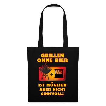 BBQ - Grillen ohne Bier ist möglich aber nicht - Stoffbeutel - Schwarz - Vorne