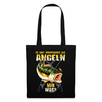 FID - Angler Designs - es gibt wichtigeres als - Stoffbeutel - Schwarz - Vorne
