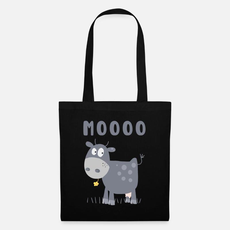 Mooo Kuh Comic Rind Bauernhoftier Comic - Stoffbeutel - Schwarz