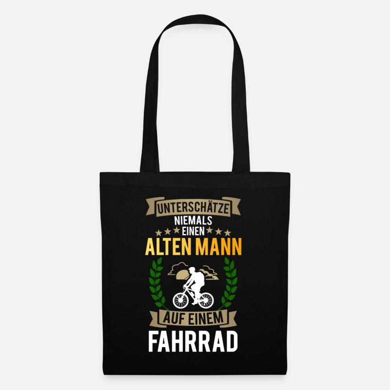 Alter Mann Fahrrad - Stoffbeutel - Schwarz