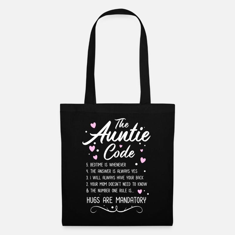 The Auntie Code... Hugs Are Mandatory - Stoffbeutel - Schwarz