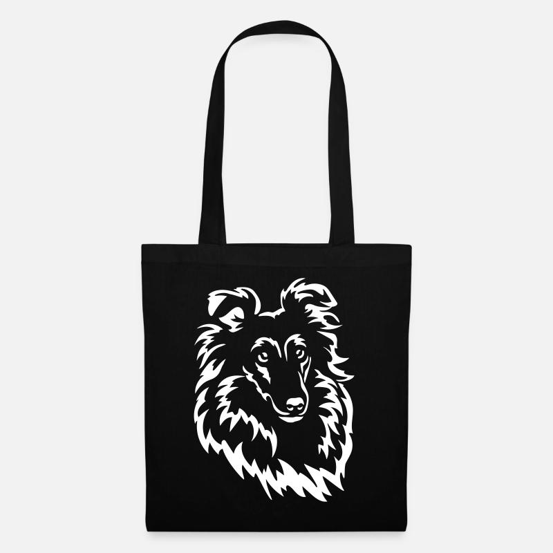 Sheltie Kopf "Black Edition" - Stoffbeutel - Schwarz