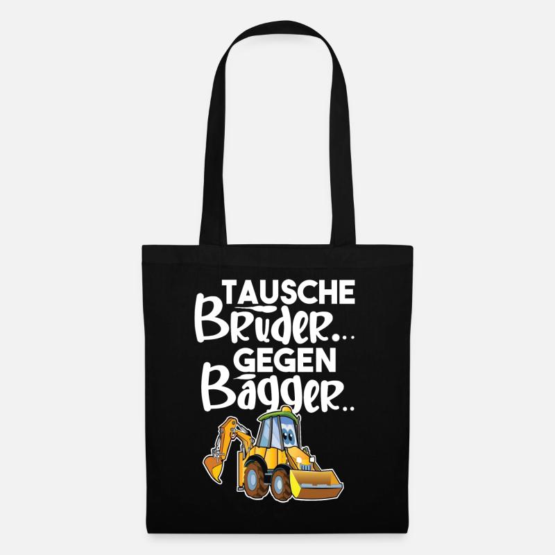 Tausche Bruder Gegen Bagger - Stoffbeutel - Schwarz