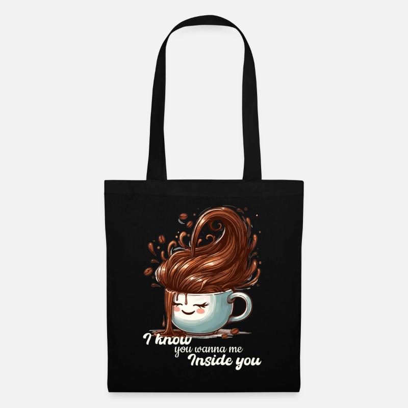 Kaffee Tasse witzig Geschenk - Stoffbeutel - Schwarz