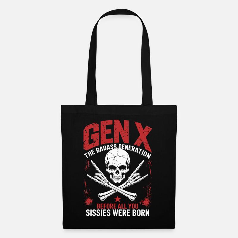 Gen X The Badass Generation Skull Design - Stoffbeutel - Schwarz