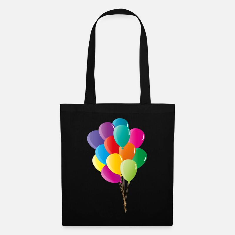 Fröhliche bunte Luftballons in kräftigen Farben - Stoffbeutel - Schwarz