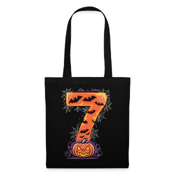 Design effrayant d’Halloween 7 avec citrouille et chauves-souris - Sac en tissu - noir - Devant