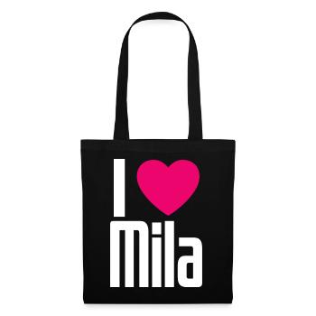 I Love Mila Pinkes Herz Ich liebe Mila - Stoffbeutel - Schwarz - Vorne