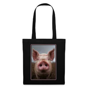 Schweine Schwein - Stoffbeutel - Schwarz - Vorne