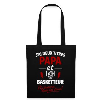 Papa Basketteur cadeau fête des pères Noël - Sac en tissu - noir - Devant
